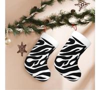 QQLADY Lot de 2 chaussettes de Noël à imprimé zèbre de 45,7 cm - Décoration de Noël à suspendre pour cheminée - Cadeau décoratif pour sapin de Noël
