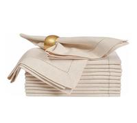 QQLADY Lot de 6 Serviettes en Lin à Ourlet ajouré Serviettes en Tissu de Noël Serviettes de Table Couleur Nature Serviette en Tissu de Lin Lavable