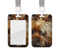 QQLADY Porte-badge amusant pour chien Yorkshire avec cordon en plastique - Protection pour carte d'identité - Porte-badge avec fenêtre transparente - Pour infirmière, médecin, fournitures de bureau