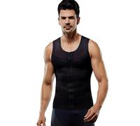 QQLADY T-Shirt de Compression Infrarouge pour gynécomastie, Haut d'entraînement de Sport à Fermeture éclair pour Hommes, Haut de Compression de Poitrine pour Gars (A,M)