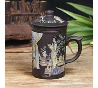 QQLADY Tasse à thé en Argile Violette Dragon Peinte à la Main, avec Couvercle et infuseur, Tasse à thé de Bureau, Tasse à Eau en céramique, Verres à Boissons
