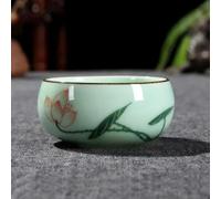 QQLADY Tasse à thé Traditionnelle en céladon Peinte à la Main, Service à thé en céramique, Lotus Carpe, Tasse Principale de thé Chinois, 80ml