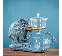 QQLADY Théière en Verre résistant à la Chaleur avec Base, Service à thé créatif en Forme d'éléphant, Service à thé Automatique, théière et Tasse