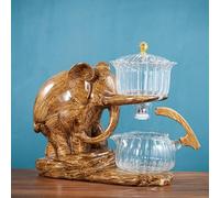 QQLADY Théière en Verre résistant à la Chaleur avec Base, Service à thé créatif en Forme d'éléphant, Service à thé Automatique, théière et Tasse