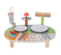 Qqmora Batterie éducative pour Enfants avec Carillon à Vent, Instrument de Percussion à tonalité Claire pour L'éveil et Le Développement de la Musique (Bois Composite, 14,76 X 10,24 X 9,84 Pouces)