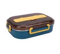 Qqmora Boîte à Déjeuner Portable en Acier Inoxydable de 1,5 L avec Bol à Soupe et 4 Compartiments pour une Utilisation en Extérieur (Bleu Jaune)