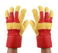Qqmora de Ski épais en Cuir de Vache - de Protection Chauds pour L'extérieur par Temps Froid - Résistant aux Basses Températures Jaune Rouge 10,6 X 5,5 Pouces