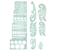 Qqmora Ensemble de Modèles de Dessin, 12 Pièces en Plastique avec échelles | Règle de brouillon pour patrons de couture, échelles numérotées, plastique pour la géométrie scolaire, conception et