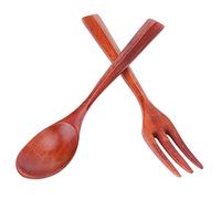 Qqmora Ensemble Fourchette et Cuillère en Bois Durable, Résistant à la | Idéal pour un usage domestique, Matériau en bois naturel, Facile à nettoyer, Conception sûre