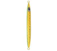 Qqmora Leurres de Pêche en Plaque de Fer à Coulage Rapide, Appât Dur avec Yeux 3D pour la Pêche au Bar, 16.5cm, 1 Pièce (Or)