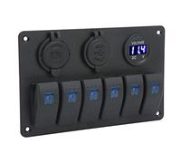 Qqmora Panneau D'interrupteur à Bascule étanche, 6 Boutons, avec Chargeur USB et Lumière Bleue, pour Yachts 12V 24V, Camping-car, Véhicules Tout-terrain