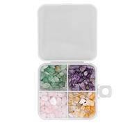 Qqmora Perles de Pierre à éclats Colorées pour Bijoux DIY | Ponçage fin, formes irrégulières, comprend une boîte de rangement, adaptée à divers projets d\'artisanat