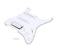 Qqmora Pickguard pour Guitare électronique 11 Trous avec Plaque à Gratter SSH, Matériau PVC Durable pour Guitare électrique, Kit de Micro Complet, Installation Facile (Blanc)