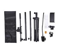 Qqmora Support de Microphone Réglable avec Perche et Support de Téléphone pour Diffusion de Performances en Direct, Fer Noir, 70 à 177 Cm