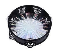 Qqmora Tambourin Double Rangée 8 Pouces avec des Sons Nets et un Jeu Amusant pour les Fêtes, les Spectacles et le karaoké, Matériau ABS Durable