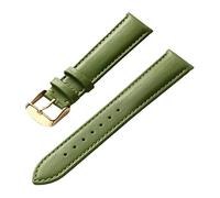 QQNQQ Bracelet de montre, bracelet, universel, 13-22 mm, hommes femmes, tissage simple, cuir véritable, boucle ardillon en acier inoxydable, confortable et respirant(Apple Green Gold,18mm)