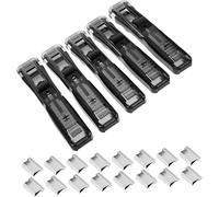 QQNQQ Pinces à reliure, 5 mini agrafeuses portables avec pinces à papier et recharges Distributeur de pinces à main for documents, fichiers et fournitures scolaires Prise solide et serrage stable