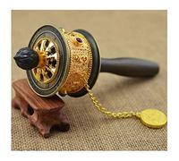 QQNQQ Prière Bouddhiste à Main, Roue de prière Roue manivelle avec parchemin, for la, méditation(Gold)