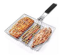 QQNQQ Réseau de Barbecue extérieur, Filet de Barbecue extérieur poignée Pliante Pince de Barbecue Gril Multifonctionnel extérieur Gril à Poisson Gril à maïs Filet de Barbecue
