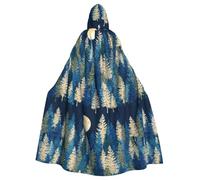 qqoupp Cape à capuche pour adulte avec nœud papillon, imprimé sapin sous la lune, sans fermeture éclair