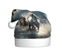 qqoupp Chevaux qui courent sauvage dans la rivière Motif Chapeau de Noël pour adulte pour Noël, Halloween, Nouvel An, soldes, promotions
