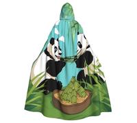 qqoupp Deux adorables grands pandas imprimés Halloween adulte cape à capuche super grande cape à capuche avec nœud papillon, sans fermeture éclair