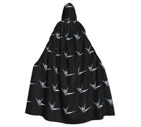 qqoupp Grande cape à capuche en métal imprimé grue en papier Halloween adulte avec nœud papillon, sans fermeture éclair