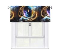 qqoupp Rideau court à tringle de 137,2 x 45,7 cm Motif étoile céleste Décoration d'intérieur Doux au toucher Bloque la lumière pour fenêtre de cuisine salle de bain