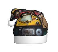 qqoupp Vintage Wall of Radio Boombox Pattern Christmas Hat for Adult for Christmas Halloween New Year Soldes Promotions