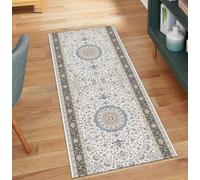 QQrunner Chemin de cuisine antidérapant - Long - Gris - Bohomia - 70 x 100 cm - Vendu au mètre - Lavable à poils courts en polyester - Pour le salon