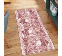 QQrunner Tapis de couloir antidérapant lavable, motif abstrait, 40 x 150 cm, au mètre, long, rose