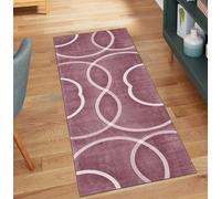QQrunner Tapis de couloir moderne - Antidérapant - Lavable - 110 x 800 cm - Au mètre - Long - Rose - Chemin de cuisine