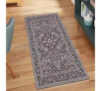 QQrunner Tapis de couloir, style vintage - Gris marron - 50 x 150 cm - Antidérapant - Vendu au mètre - Lavable - Long couloir - Polyester - Pour salon