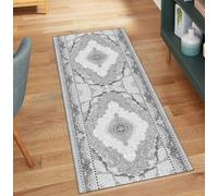 QQrunner Tapis de couloir vintage antidérapant lavable, 50 x 180 cm - Tapis de cuisine - Vendu au mètre - Gris - Couloir de cuisine