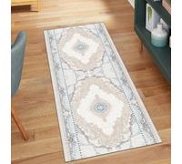 QQrunner Tapis de couloir vintage antidérapant lavable, 50 x 280 cm - Tapis de cuisine - Vendu au mètre - Beige et gris - Chemin de cuisine