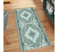 QQrunner Tapis de couloir vintage antidérapant, lavable, 50 x 850 cm, tapis de cuisine, vendu au mètre, long, vert foncé