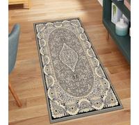 QQrunner Tapis de cuisine, lavable, long, vendu au mètre, style vintage, gris, 50 x 1000 cm, antidérapant, pour couloir, couloir, salon, anti-salissures