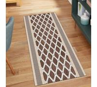 QQrunner Tapis de cuisine, lavable, style vintage, marron, 50 x 150 cm, antidérapant, au mètre, long, en polyester, pour salon, anti-salissures