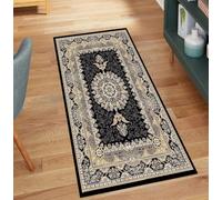 QQrunner Tapis de cuisine long, vintage au mètre, noir, 50 x 900 cm, antidérapant, lavable, pour couloir, salon, anti-salissures