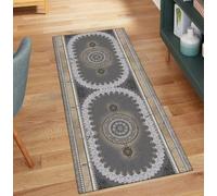 QQrunner Tapis de cuisine marron vintage, lavable, 50 x 750 cm et antidérapant, au mètre, long, en polyester, pour salon, anti-salissures