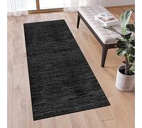QQrunner Tapis Passage Couloir antidérapant 70x120cm Lavable Noir Moderne Abstrait Tapis au Metre pour Cuisine Chambre Salon, Matière Polyester, Largeur 40-120cm Breit