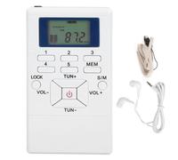 QQT102 Radio professionnelle Mini récepteur stéréo FM portable avec écran LCD écouteur blanc