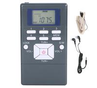Qqt102 Radio Professionnelle Mini RéCepteur StéRéO Fm Portable Avec éCran Lcd éCouteurs Gris Foncé