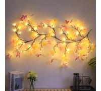 QQY Lampe en rotin de saule, Guirlande de branches d'arbre de Noël LED, Opération USB avec minuterie 8 modes pour la décoration de Noël murale à la maison (Papillon 96led)