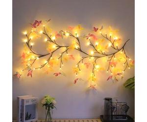 QQY Lampe en rotin de saule, Guirlande de branches d'arbre de Noël LED, Opération USB avec minuterie 8 modes pour la décoration de Noël murale à la maison (Papillon 96led)