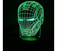 QQY Veilleuse 3D, LED coloré 3D illusion d'optique lampe tactile à distance USB veilleuse lampe de chevet Table lampe de bureau pour Garçons Filles Enfants Cadeaux (Lron Man 2)