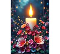 QQYRHN 5D DIY Bougie Kits de Peinture Diamant, Complète Fleurs Colorées Diamond Painting pour Adulte Débutants,Romance Art du Diamant, Décoration Murale Maison Peinture au Diamant Avec 30x40 cm