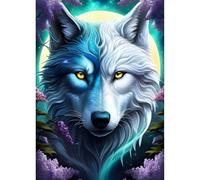 QQYRHN 5D DIY Fantaisie Loup Kits de Peinture Diamant, Complète Lune Diamond Painting pour Adulte Débutants, Pays des Rêves Art du Diamant, Décoration Murale Maison Peinture au Diamant Avec 30x40cm