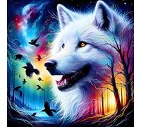QQYRHN 5D DIY Forêt Loup Kits de Peinture Diamant, Complète Ciel étoilé Diamond Painting pour Adulte Débutants, Pays des Rêves Art du Diamant, Décoration Murale Maison Peinture au Diamant Avec 30x30cm