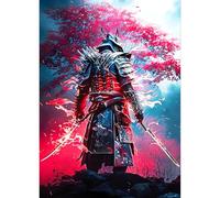QQYRHN 5D DIY Japonais Samouraï Kits de Peinture Diamant, Complète Ninja Diamond Painting pour Adulte Débutants, Fantaisie Art du Diamant, Décoration Murale Maison Peinture au Diamant Avec 30x40 cm